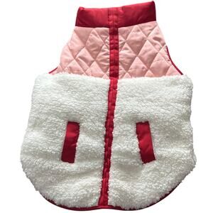 VIBRANT LIFE SHERPA, VELCRO, RACERBACK STYLE JACKET, DOG, MED, RED PEACH WHITE